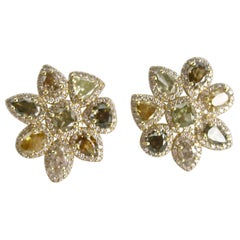 Natural Colored Diamond Earrings in 18k Gold