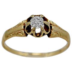Antique .20 Carat Diamond Gold Engagement Ring 