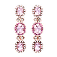 Sunita Nahata Pink Morganite Earring with Tourmaline, Pearl & Diamond in 18KRG