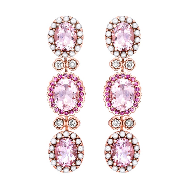 Gem Treasures 3.44ctw Pink Morganite & Zircon Butterfly Earrings main image 0