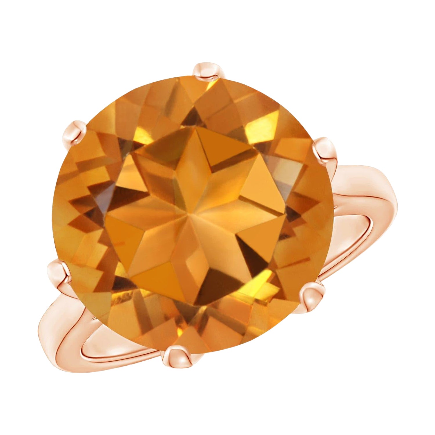 For Sale:  Angara GIA Certified Natural Prong-Set Round Citrine Cocktail Ring in Rose Gold