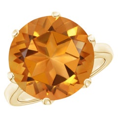 Bague cocktail en or jaune avec citrine ronde naturelle certifiée par le GIA