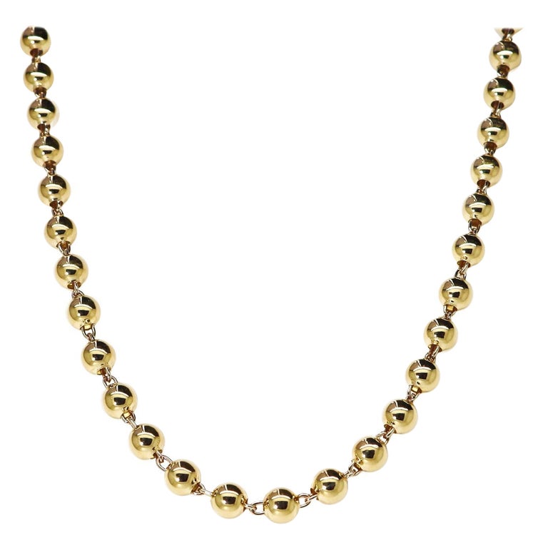 Maviada's Gold Ball Chain Necklace, 14k Gold For Sale at 1stDibs