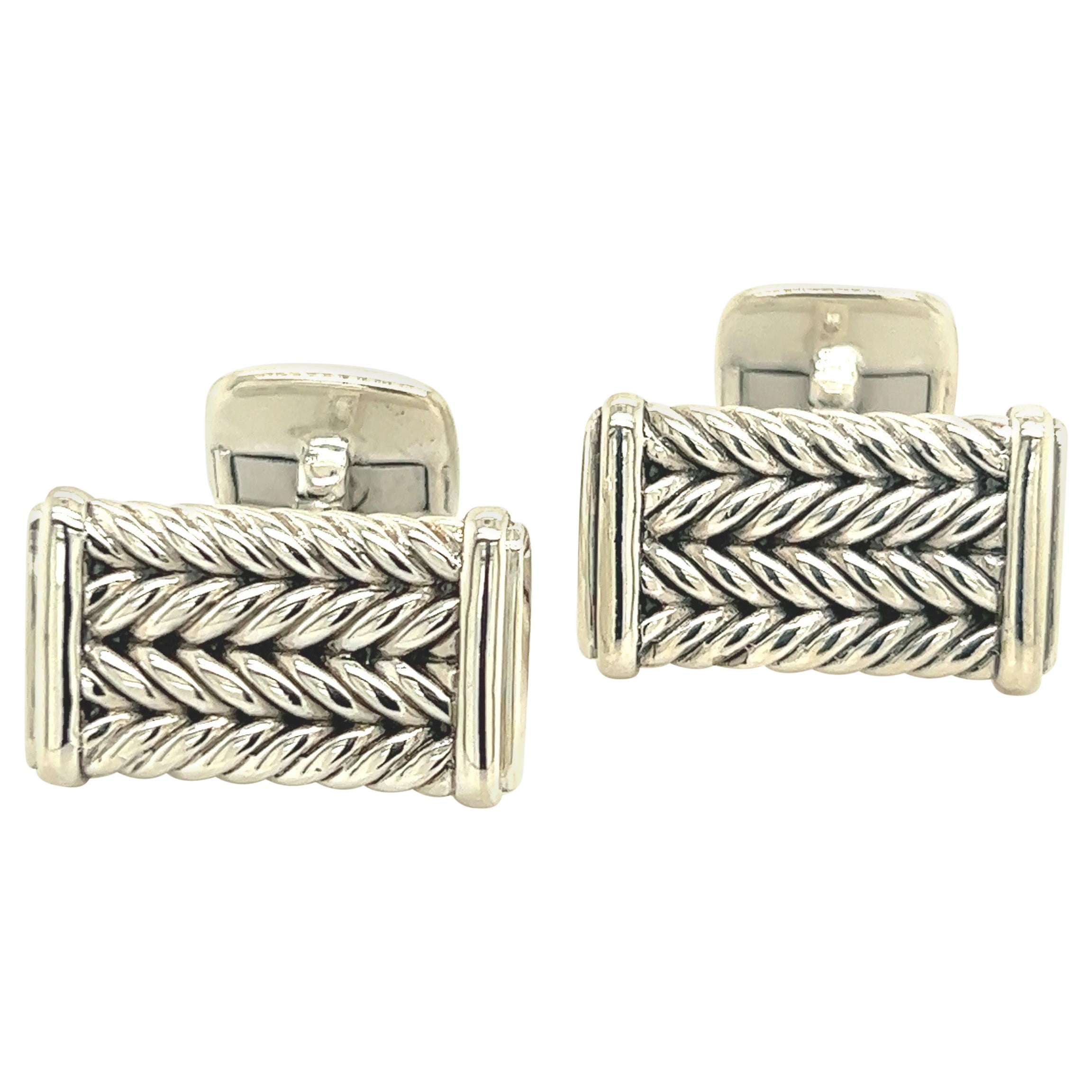 David Yurman Estate Herren Manschettenknöpfe Sterling Silber im Angebot