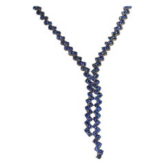 Collier T en or 18 carats avec saphirs bleus de plus de 20 carats