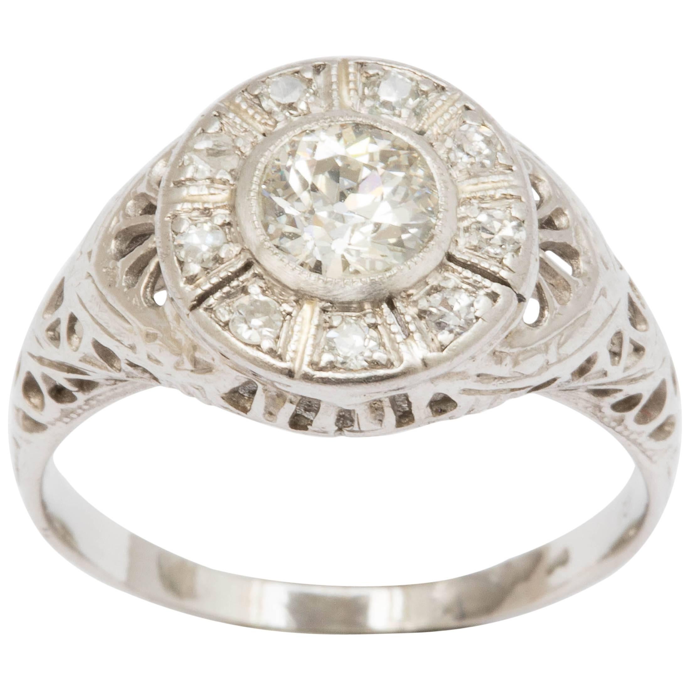 Art Deco Diamond Gold Ring For Sale