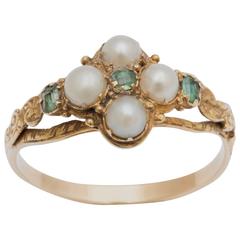 Emerald Pearl Gold Locket Ring 2