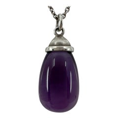 Rare Tiffany & Co. Paloma Picasso Sterling Silver Amethyst Drop Pendant Necklace