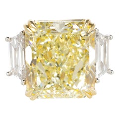 GIA Certified 10 Carat Fancy Light Yellow Radiant Cut Diamond Ring