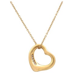 Tiffany & Co 18K Rose Gold Elsa Peretti Open Heart Pendant 0.02cttw