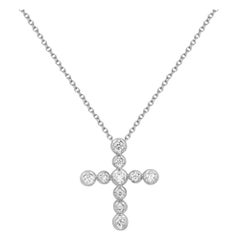 Tiffany & Co Paloma Picasso Diamond Cross Pendant 18K White Gold 0.30cttw