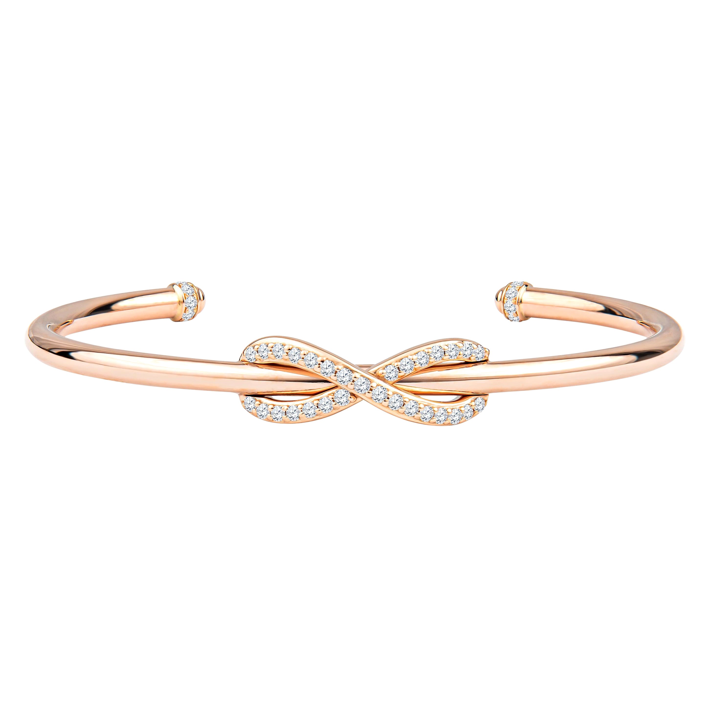 Tiffany Infinity Cuff, 0.39ctw Round Diamond 'D-F, VS-VVS' in 18kt Rose Gold For Sale