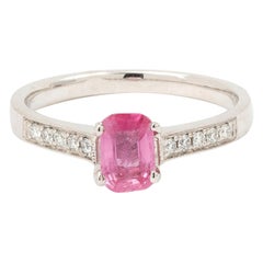 0.67 Carats Pink Sapphire Diamonds 18 Carat White Gold Ring 'Certified'