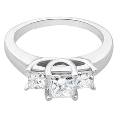 Rachel Koen Princess Cut Diamond Three Stone Ring 14K White Gold 1.06Cttw