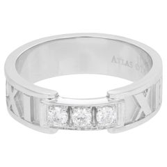 Used Tiffany & Co. Atlas 3 Diamond Ring 18K White Gold 0.15cttw