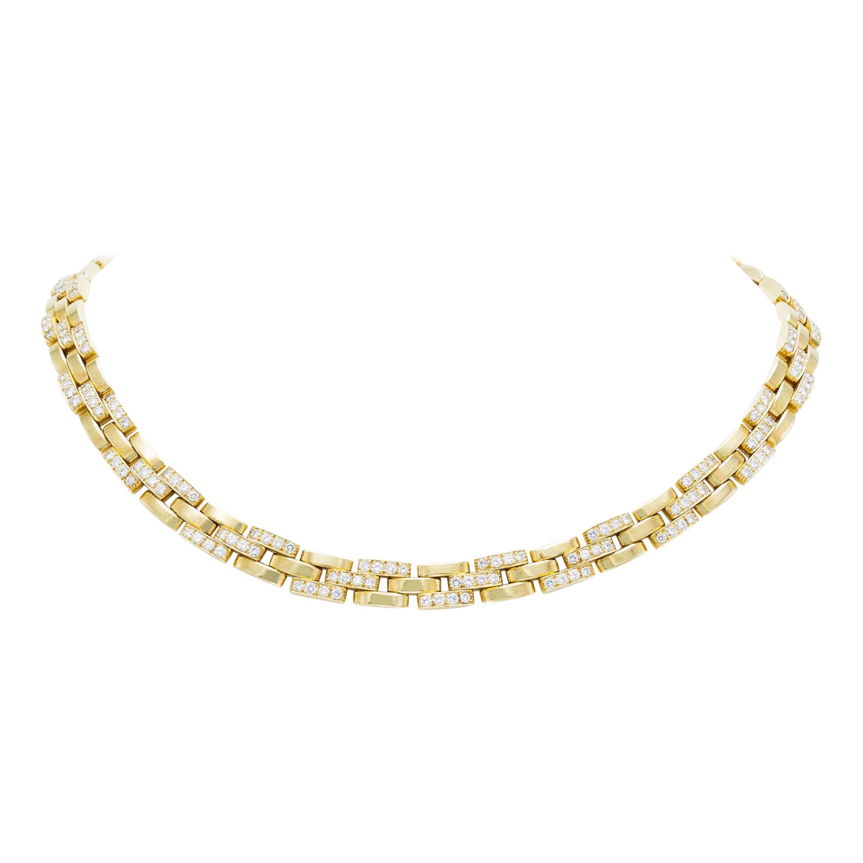 Cartier Three Row Maillon Panthere Necklace For Sale
