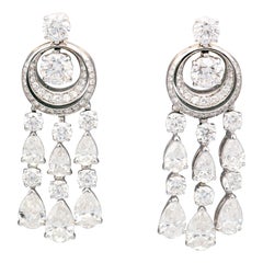Bulgari Diamond 18k White Gold Chandelier Earrings