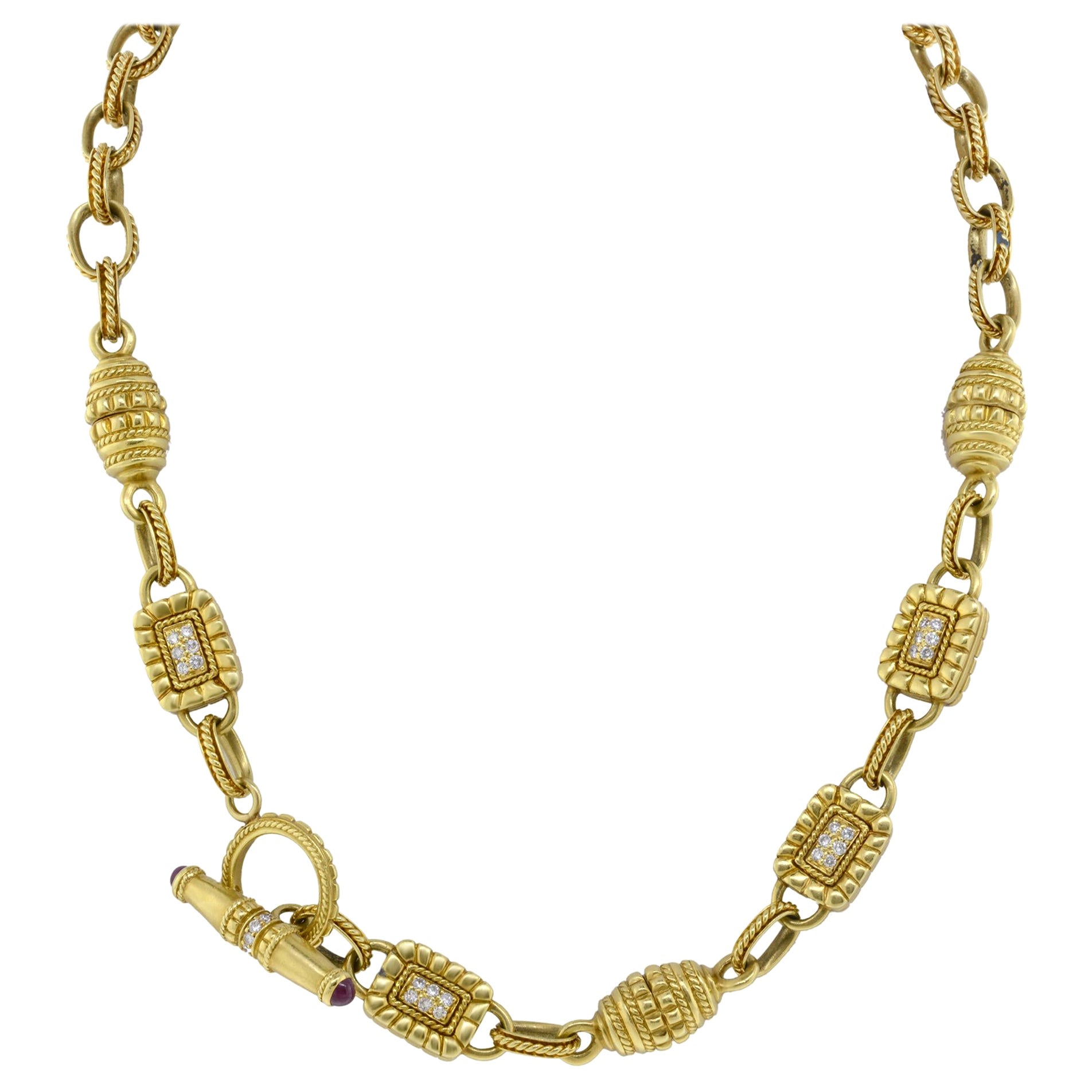 Vintage Diamond Women's Necklace 18k Yellow Gold 0.80Cttw
