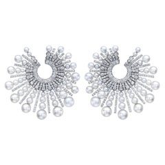 Diamond Pearl Spoke 18 Karat Incredible Earrings