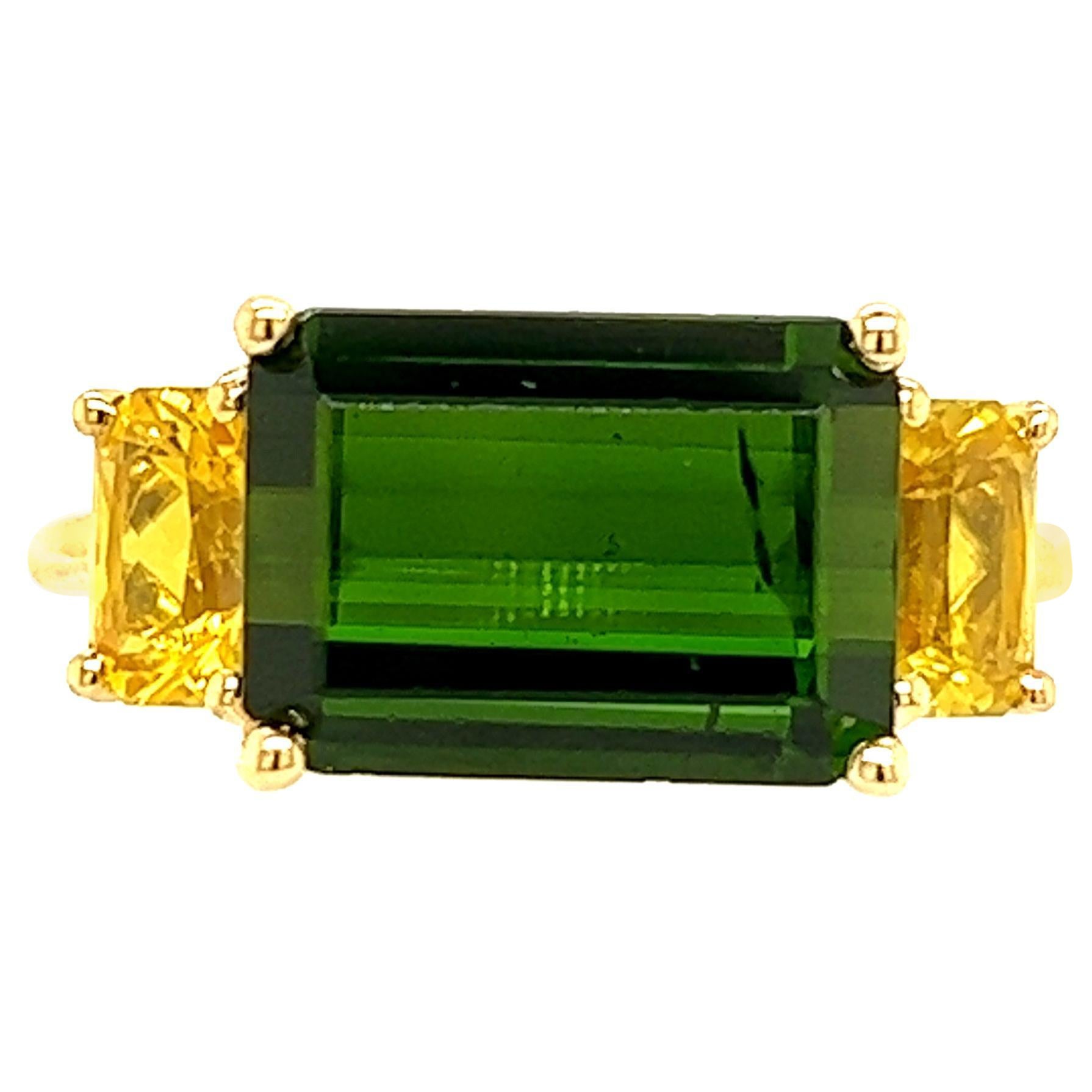 Natural Tourmaline Diamond Ring 14 Y Gold 6.15 TCW Certified