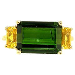 Natural Tourmaline Diamond Ring 14 Y Gold 6.15 TCW Certified