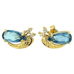 H. Stern Aquamarine and Diamond Earrings in 18K Yellow Gold