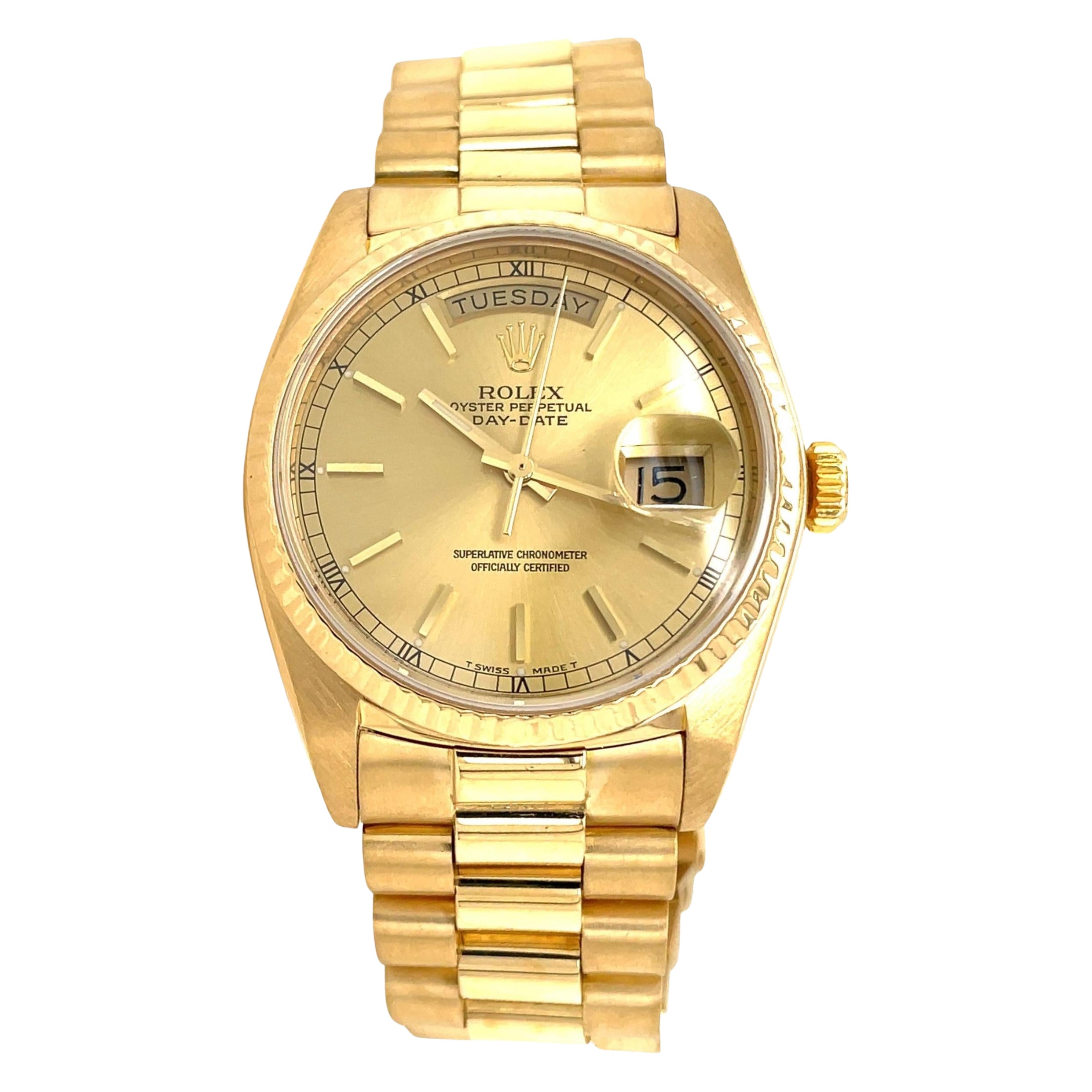 Rolex 18 Kt Yellow Gold President 3055 Men's Wrist Watch w Bracelet, Box, Papers