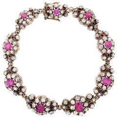 Victorian Ruby Diamond Silver Gold Bracelet 7