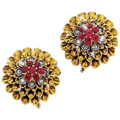 Tiffany & Co. Ruby Diamond Gold Earrings
