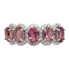 Natural Tourmaline Diamond Ring 14k W Gold 3.32 TCW Certified