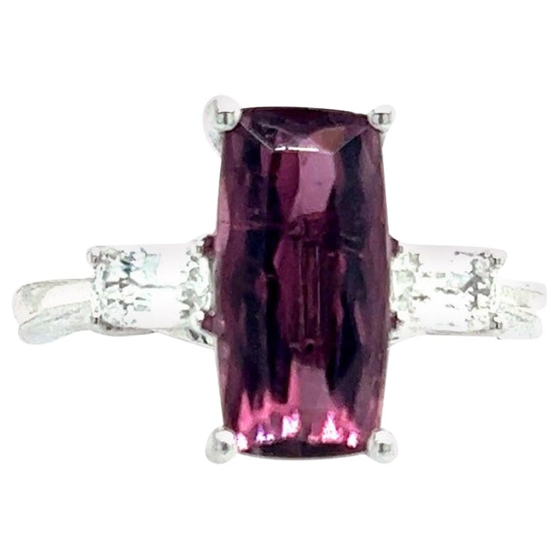 Natural Tourmaline White Sapphire Ring 7 14k W Gold 3.57 TCW Certified