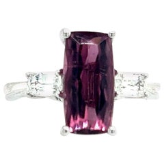 Natural Tourmaline White Sapphire Ring 7 14k W Gold 3.57 TCW Certified