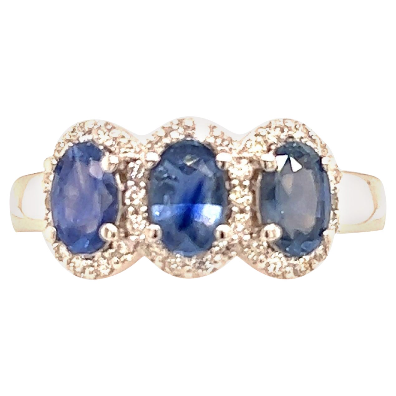 Natural Sapphire Diamond Ring 7 14k W Gold 1.67 TCW Certified For Sale