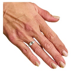 Anillo Diamante Aguamarina Natural Oro 14k W 1.46 TCW Certificado