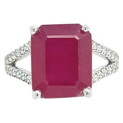 Natural Ruby Diamond Ring 14k W Gold 8.36 TCW Certified