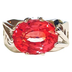 New African Pink Padparadscha Sapphire 8.80 Ct Sterling Silver Ring