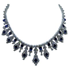 NWT $250,000 18KT Gold Fancy Gorgeous Glittering 52ct Sapphire Diamond Necklace