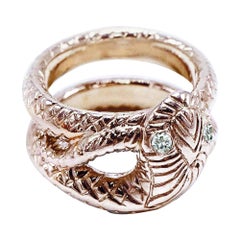 White Diamond Snake Ring Victorian Style Cocktail Ring Bronze J Dauphin