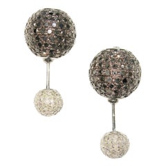 Pendientes Túnel de Bola de Diamantes Pave de Oro de 18 quilates y Plata