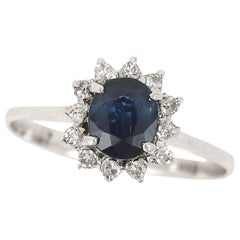 Retro 18ct White Gold Sapphire and Diamond Ring, Circa 1980