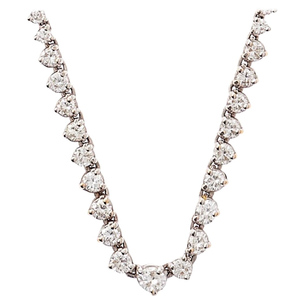 5.75 Carat Round Brilliant Diamond 18k White Gold Riviera Necklace