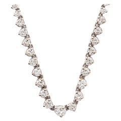 Collier Riviera en or blanc 18 carats avec diamants ronds et brillants de 5,75 carats