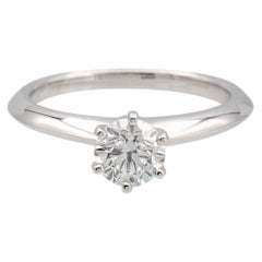 Tiffany & Co. Platinum Solitaire Diamond Engagement Ring Round 0.60 H VS1