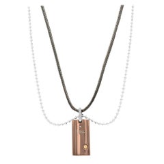 Bliss by Damiani Uomo Diamond Pendant Necklace Brown Stainless Steel 18K Gold