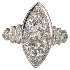 Art Deco Diamond Navette Dinner Ring 
