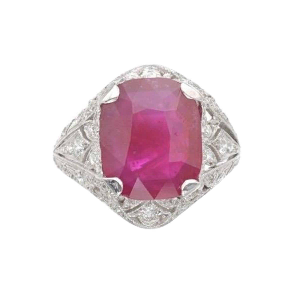 AGL Certified 6.55 Carat Unheated Burma Ruby Ring For Sale