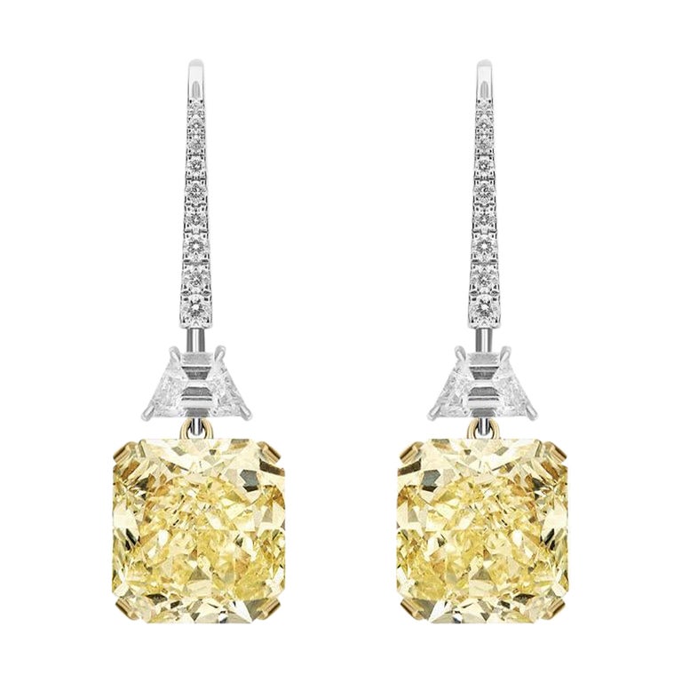 Yellow and White Diamond Drop Earrings For Sale at 1stDibs