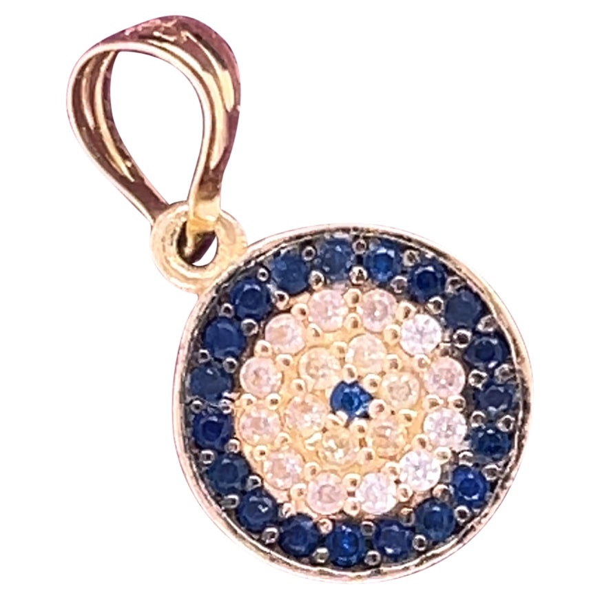 Vintage 14k Yellow Gold Double Sided Pendant w/ Sapphires, Turquoise and Diamond