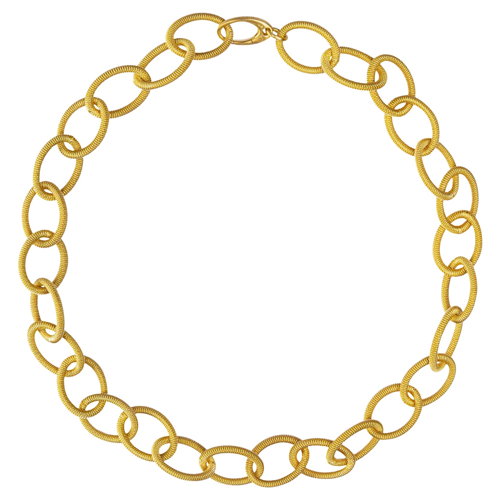 Alex Jona Gold Plated Sterling Silver Twisted Wire Chain Link Necklace For Sale