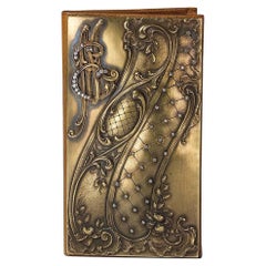 Art Nouveau Diamond and Gold Leather Card Wallet